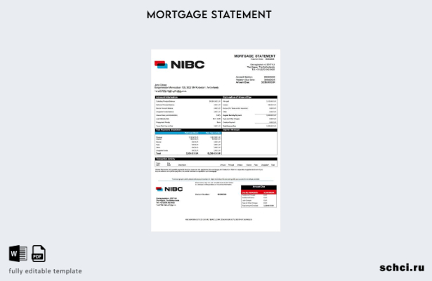 цифровая загрузка Нидерландского банка NIBC, выписка по ипотечному кредиту, шабл